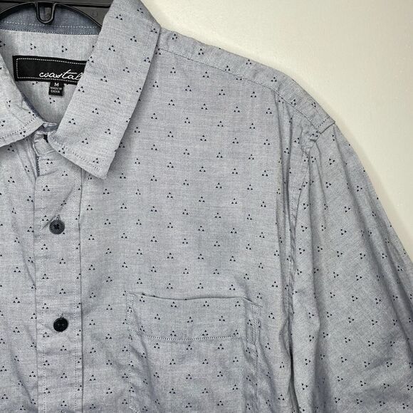 COASTAL Shirt Mens Medium M Button-Up Geometric Print EUC Cotton-Blend - Picture 2 of 7